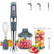 Cordless Immersion Blender, 4-in-1 Rechargeable Electric Hand Blender, 21-Spe...