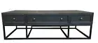 BETTIA RETRO INDUSTRIAL COFFEE TABLE 6 DRAWERS BLACK