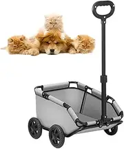 Dog Pram, Pet Stroller, Foldable Dog Pushchair for Medium Dog 10kg, Dog Buggy Pet Carrier on 4 Wheels Gray