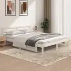 Queen Size Bed Frame Solid Pine Wood Scandi Farm Mattress Base Platform White