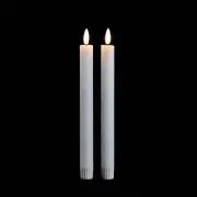 White 3D Flameless Taper Candles (Set of 2)