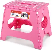 Folding Step Stool for Adults-11 Height Lightweight Plastic Stepping Stool. Fold