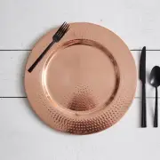 Elegant Hand Hammered Stamped Copper Charger