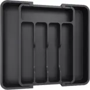 Lifewit Silverware Drawer Organizer, Expandable BPA Free Utensil Tray Black