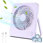 Hianjoo Mini Desk Fan, Personal USB Powered No Battery Portable Desktop Table Mini Cooling Fan 3 Speeds Angle Adjustable Quiet Strong Wind Small Travel Fan for Home Bedroom Office Car, Lavender Purple