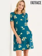 FatFace Simone Teal Blue Figs Jersey Dress (AK9494) | $114