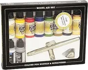 Vallejo 71167 Model Air Basic Colors + Airbrush 10 Colour + Airbrush Set