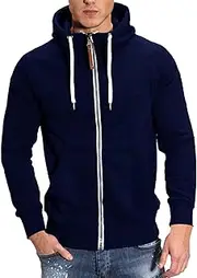 [Generic] Men's Solid Color Fitness Sports Men's Sweater Casual Fashion Sleeve Cardigan Top Zipper Hooded Sweater Big and Tall Mens Sweatshirts