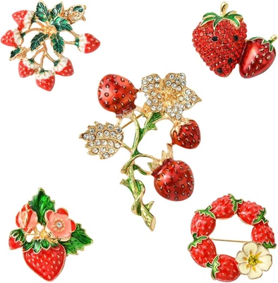 Mixed Styles Brooch Fruit Cherry Strawberry Butterfly Pins Bulk for Brooches Dre