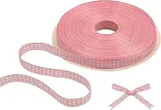 TONIFUL 3/8 Inch x 50 Yards Light Pink and White Gingham Thin Ribbon Buffalo Plaid Craft Ribbon for Gift Wrapping Baby Shower Hair Accessories Bows DIY Birthday Party Wedding Decoration Sewing