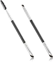 2PCS Dual-Ended Eyebrow Brushes, Eye Lash Comb Eyebrow Brush Applicator Spoolie Brushes Angled Eye brow Brush for Eyeliner Drawing, Eyelash Shaping, Professional Makeup Tools