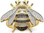 [JewelryWeb] 2.3mm 925 Sterling Silver Black White Rhodium Plated Gold Tone CZ Simulated Diamond Bumblebee Ring Band Style-Ring for Women