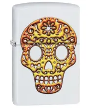 Genuine Zippo Lighter 3D Mexican Art Skull White Matte Lighter Rare Gift Collect