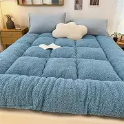 Thickened Warm Futon Mattress, Japanese Folding Mattress Sleeping Pad, Camping Portable Single Double Plush Mattress，Japanese Tatami Mattresses for Dormitories, Camping, Sofas (Color : Blue, Size :