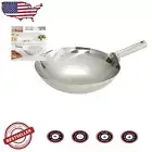 Elegant 16-Inch Stainless Steel Wok with Welded Handle - Dishwasher Safe