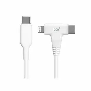 【PQI 勁永】MFI認證 二合一 快充傳輸線 Lightning USB-C Type-C 充電線 快充線 認證線 PQI37