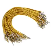 100 Pcs 9.8" Elastic Barbed Cord 2mm Loop Stretch Round String with Barb, Gold