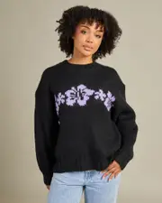 [Rip Curl] Rip Curl Women's Cala Nights Hibiscus Knit Sweater in Black Size XS XS Black
