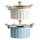 8L Steamer Rice Soup Pot with Glass Lid Noodle Bowl Heat Resistant Glass