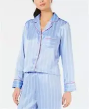 Charter Club Womens BLue Striped Button Up LS Pajama Top Blue Large L