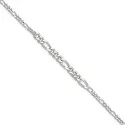 [JewelryWeb] 3.8mm 925 Sterling Silver E coated Figaro Chain Bracelet 19 Centimeters Link-Bracelet for Women and Men