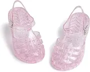 CENCIRILY Toddler Girls Jelly Sandals Soft Rubber Sole Closed Toe Glitter Sparkle Summer Beach Holiday Princess Dress Up Shoes