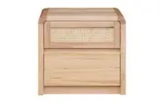 MD Metz Solid Timber Rattan 2 Drawer Bedside Table