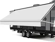 Xenjum RV Awning Fabric Replacement, Upgraded 18.5oz Vinyl Camper Awning Replacement, Universal Outdoor Canopy for Electric and Manual RV Awning (13'(Fabric 12'2"), White)