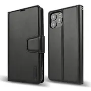 ZUSLAB iPhone 13 Pro Case, Hanman Leather Credit Card Wallet Flip Case for Apple (2021) - Black