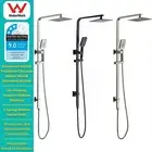 Sliding Shower Rail Set Twin Shower Head Adjustable Chrome Black Brushed Nickel