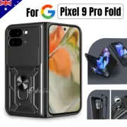 For Google Pixel 9 Pro Fold 5G Shockproof Magnetic Sliding Case Ring Stand Cover