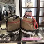 二手正品 BURBERRY 柏博利 THE ASHBY CANVAS 經典格紋 子母包 超大容量 水桶包 肩背包 斜挎包