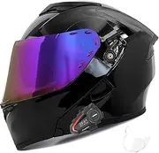 Bluetooth Motorcycle Helmet Flip Up Front Helmet Dual Anti-Fog Visors Modular Helmet DOT/ECE Approved Adult Men Women Full Face Motorbike Street Bike Moped Helmet