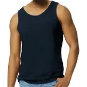 100% Cotton Singlet Muscle Tank Gym, Training, Workout & Running Breathable Top For Men - Navy