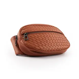 【BOTTEGA VENETA 寶緹嘉】INTRECCIATO VN編織皮帶包/腰包/斜肩包(焦糖色)/ 平行輸入