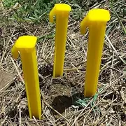 Tent Pegs, 5.8 Inch Plastic Camping Tent Stakes Garden Landscape Stakes for Outdoor Blankets and Tents Safety Yellow Ground Pegs for Sand, Beach, Lawn, Camping Pack of 5