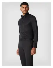 [Politix] Slim Long Sleeve Panelled Formal Shirt in Black