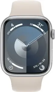 Apple Watch Series 9 - 64GB - GPS - 45mm - Silver - Aluminum - Starlight - Sport Band - One Size - Rubber - Refurbished (Premium Condition)