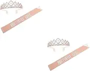 [jojofuny] 2 Sets Happy Birthday Sash Crown Birthday Party Sash Set Tiara Comfortable Durable Material