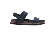 Mens Hush Puppies Cobber Black Sandals Slip On Leather Flip Flop