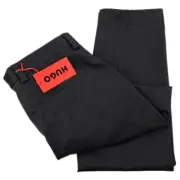 HUGO BOSS Dark Blue Check TOM 233J1 Flat Front Stretch Dress Pants 32 R NWT
