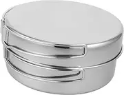Yardwe 4-Piece Stainless Steel Camping Cookware Lightweight Compact Pot Pan Set for Hiking Travel