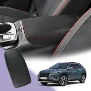 2024 Tucson Center Console Cover 2022-2024 Hynudai Tucson Armrest Cover Tucson Center Console Armrest Pad Soft Leather 2023 Tucson SEL Armrest Console Cover 2024 2023 Hynudai Tucson Accessories (Red)
