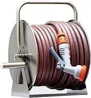 Garden Hose reels Hose Reels,Washer Reel, Garden Stainless Steel Hose Reel,Watering Car Washing Hose Reel Wall-Mounted Collection Pipe Frame Water Pipe Storage Rack Hose Reels(20m)