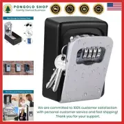Key Lock Box Steel 4-Digit Combo Waterproof Wall Mount Home Outdoor Safe