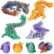 4PCS 3D Printed Dragon Eggs with Dragon Inside Mini Dragon Egg Set Articulated Dragon Mystery Dragon Egg Fidget Toy Surprise 3D Printed Animals Toy Set