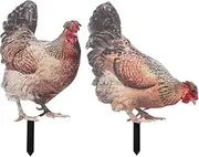 Yardwe 2Pcs Chicken Yard Sign Stakes Realistic Hen Decoration for Lawn and Garden Outdoor Poultry Art for Front Porch Decor Animal Garden Stakes