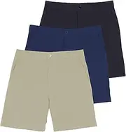 [Real Essentials] 3 Pack: Mens 7" Golf Shorts Pockets - Flat Front Casual Work Workout Active Hiking Sport