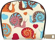 [EdWal] Cute Snail Print Card Holder Unisex Credit Card Case for Men and Women Leather Card Holder, Slim Business Card, White, One Size