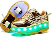 [Rolltongoz] Shoes with Wheels for Girls and Boys Children's Roller Shoes Colour Changing LED Shoes with Wheels Children's Shoes with Light Luminous Skate Trainers Unisex Children